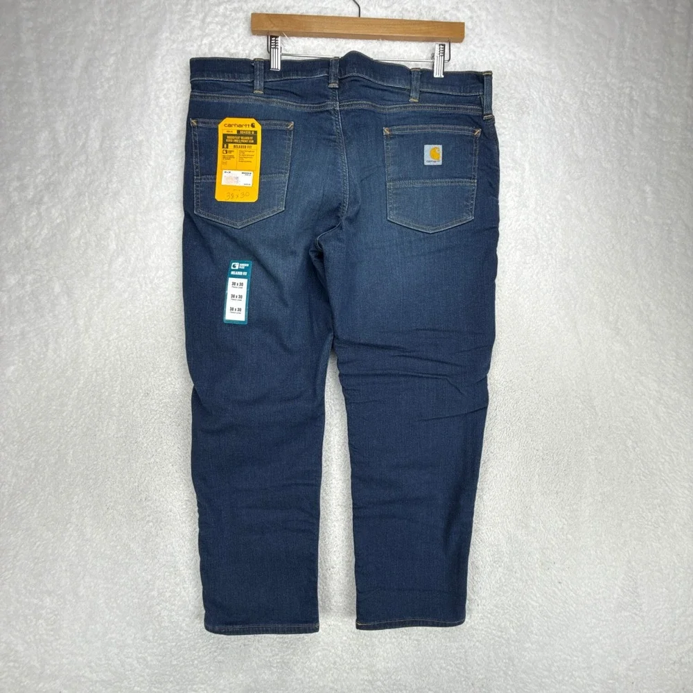 Carhartt Rugged Flex Relaxed Fit Fleece Lined Jeans Mens 38x30 BD4939-M‎ Blue